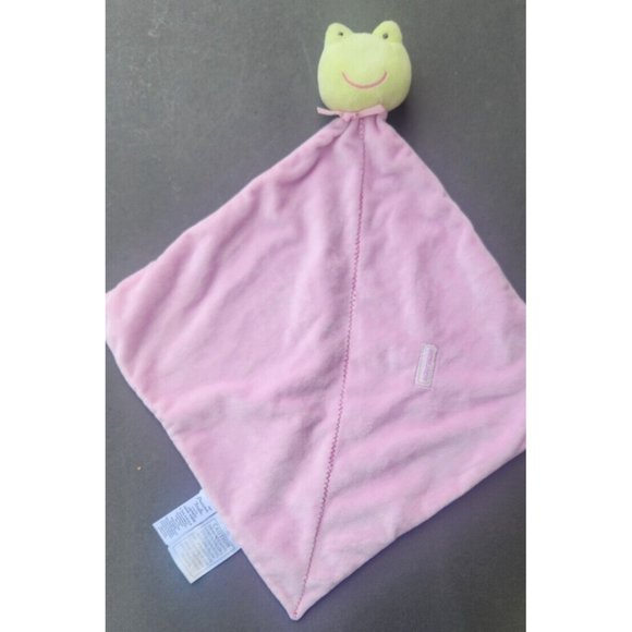 Carters Precious Firsts Frog Pink Security Plush Velour Rattle Blanket Lovey - Picture 3 of 12